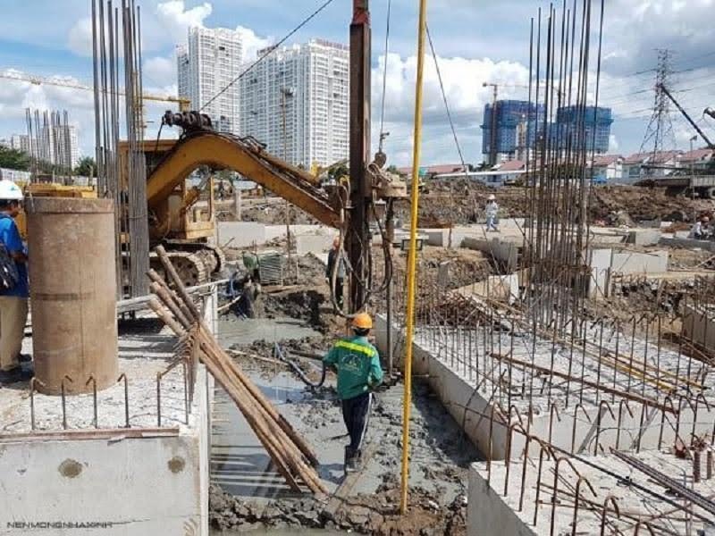 Khu vực thi công cọc nhồi.