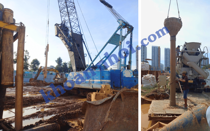 Khoan nhồi cọc với kích cỡ đa dạng.